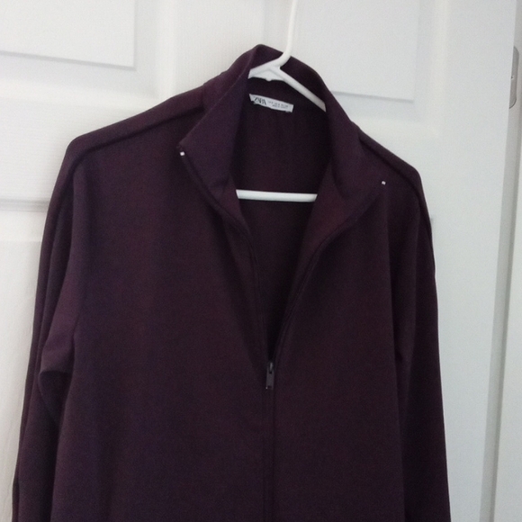 Zara Active Women's Plum Funnel Neck Long Sleeve Zip Up Jacket Small Oversized - Picture 3 of 12